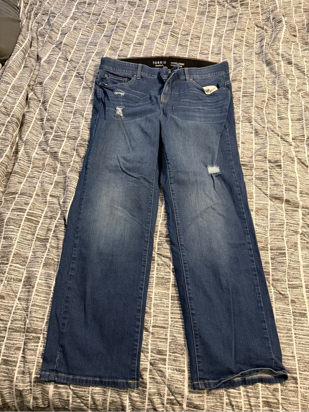 torrid Dark Blue Distressed straight -Leg Jeans